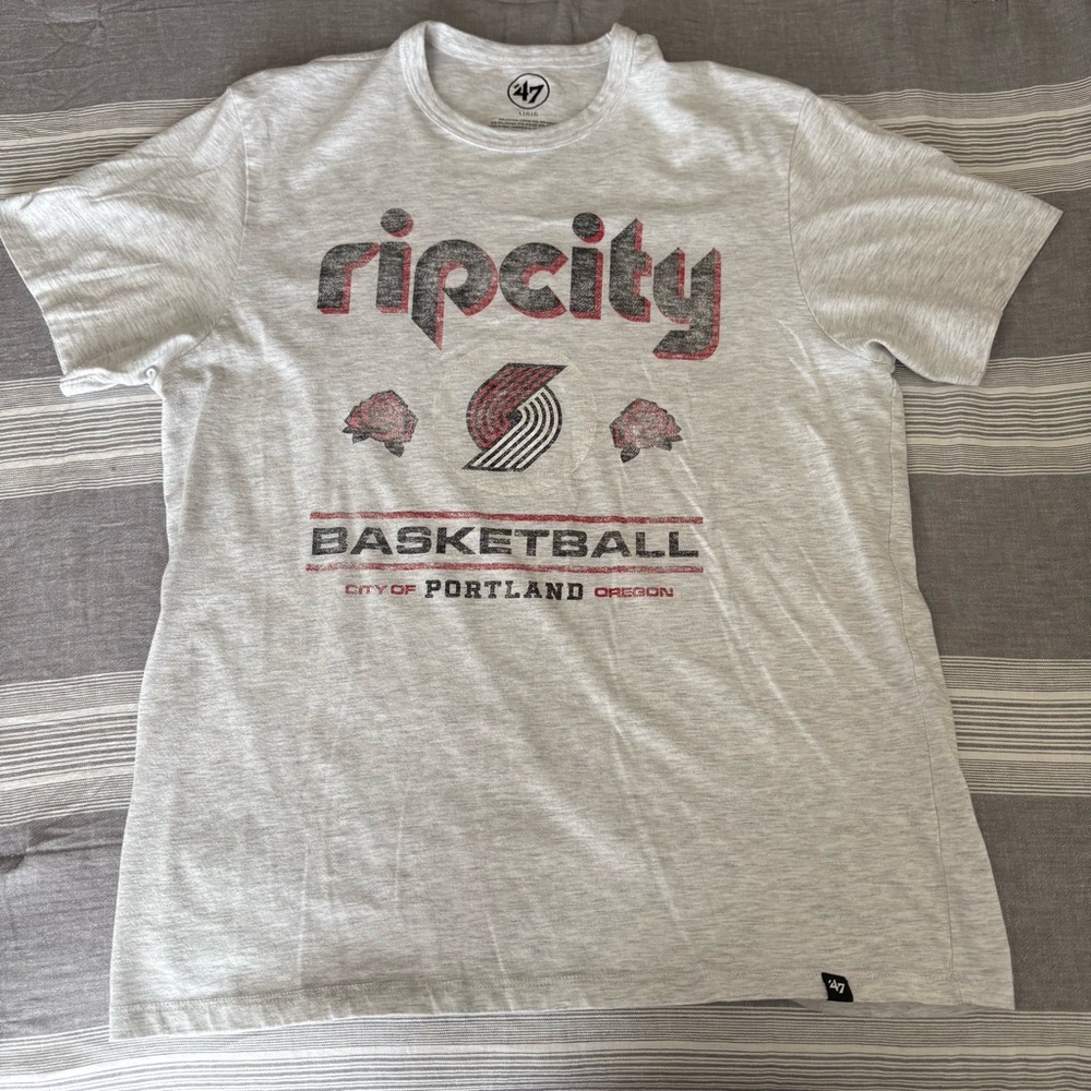 47 Brand Gray Rip City Portland Blazers Basketball T-Shirt